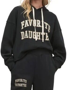 Favorite Daughter cropped collegiate oversized raw-hem sweatshirt, sz. S